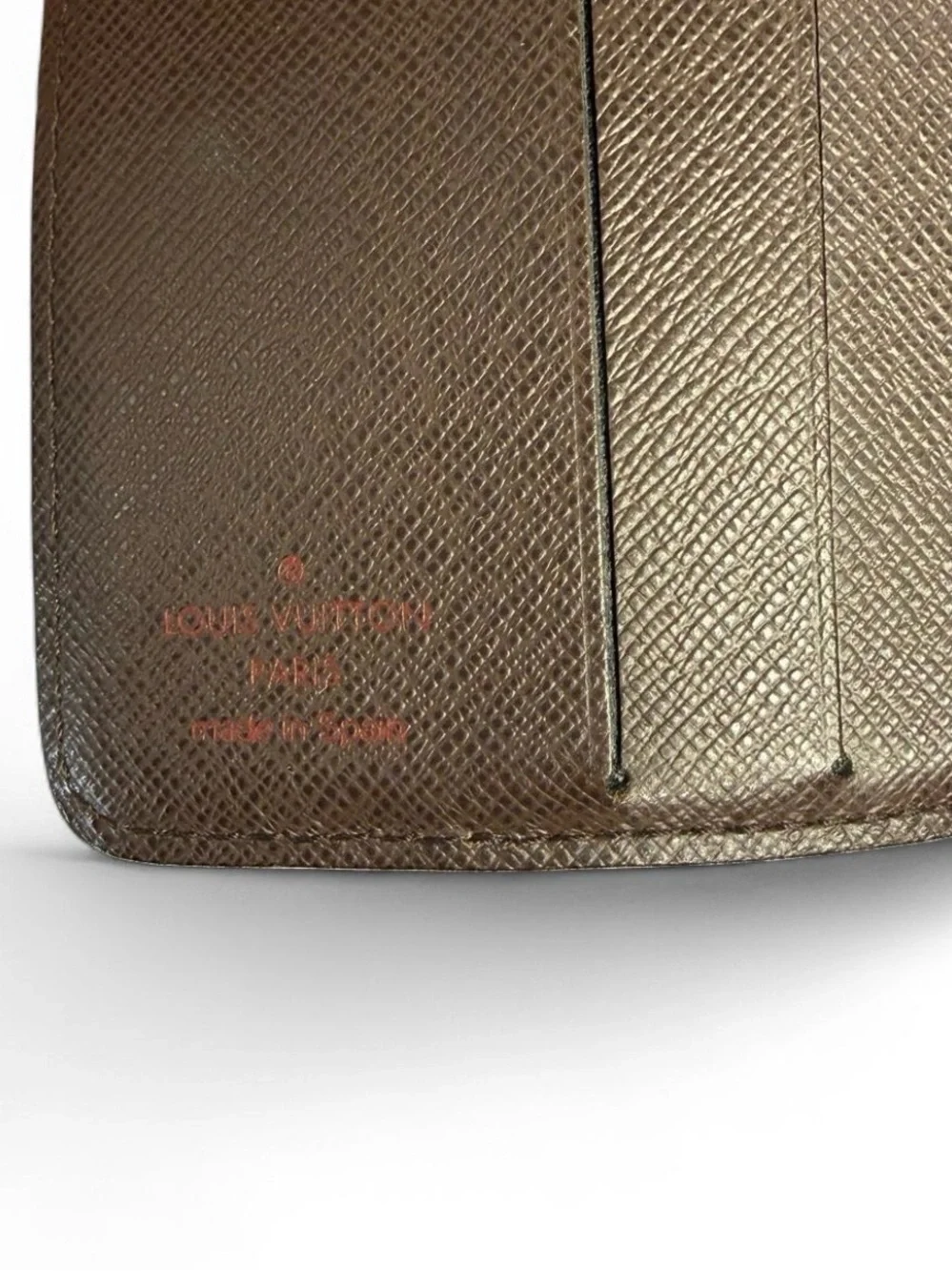 Louis Vuitton Damier Ebene Compact Wallet Brown Leather Snap Zipper Box Dust Bag